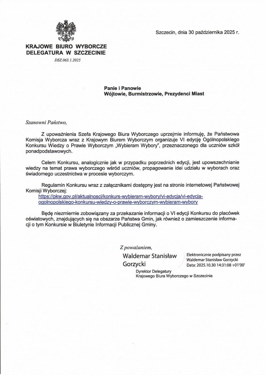 Zdjęcie: Informacja krajowego Biura Wyborczego w Szczecinie