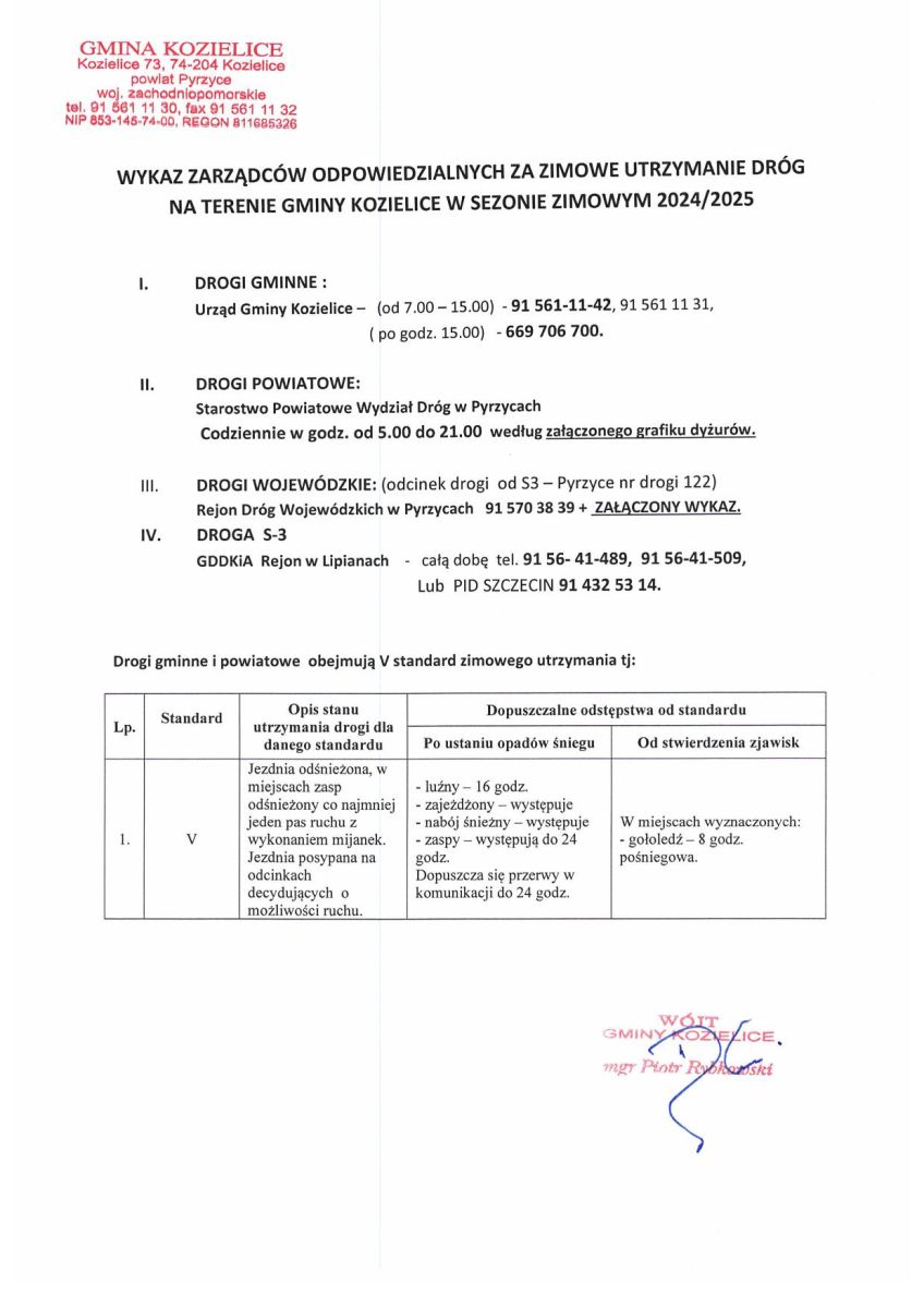 Zdjęcie: ZIMOWE UTRZYMANIE DRÓG GMINNYCH NA TERENIE GMINY KOZIELICE W SEZONIE ZIMOWYM 2024/2025