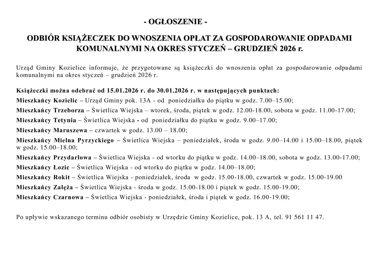 Zdjęcie: OGŁOSZENIE