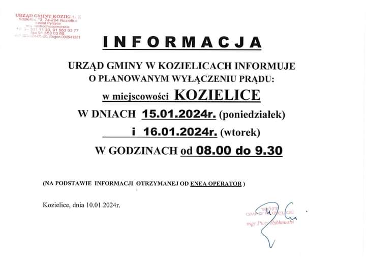 Zdjęcie: PLANOWANE WYŁĄCZENIA PRĄDU