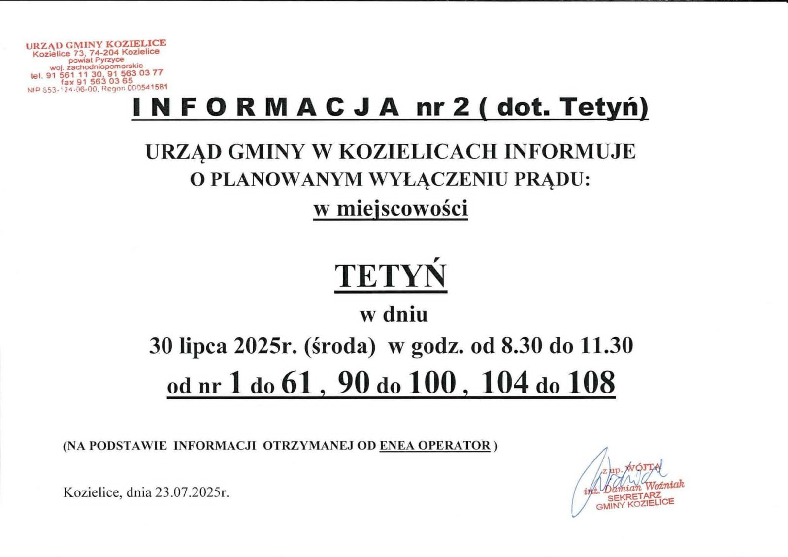 Zdjęcie: INFORMACJA