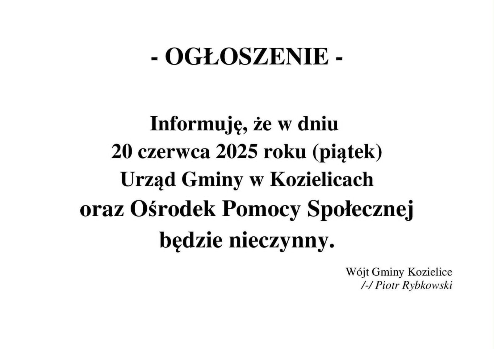 Zdjęcie: - OGŁOSZENIE -